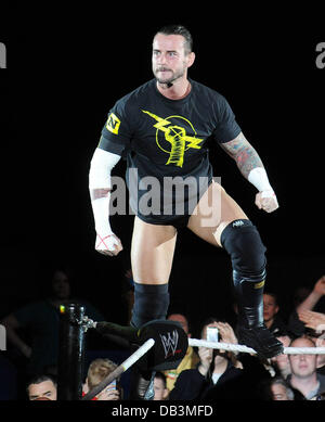 CM Punk WWE Raw Wrestling Superstars all'Arena O2 Dublin, Irlanda - 15.04.11 Foto Stock