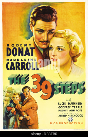 Il 39 Steps Gaumont-British Picture Corp., 1935. Diretto da Alfred Hitchcock. Poster del filmato Foto Stock