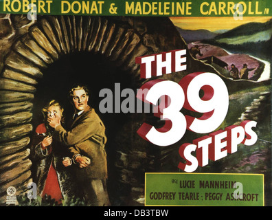 Il 39 Steps Gaumont-British Picture Corp., 1935. Diretto da Alfred Hitchcock. Poster del filmato Foto Stock