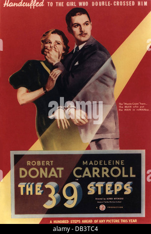 Il 39 Steps Gaumont-British Picture Corp., 1935. Diretto da Alfred Hitchcock. Poster del filmato Foto Stock