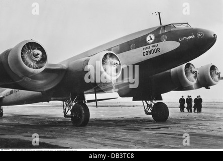 Trasporto / trasporto, aviazione, aerei passeggeri, Focke Wulf FW 200 'Condor', aereo passeggeri della Lufthansa tedesca, fine degli anni '30, , diritti aggiuntivi-clearences-non disponibile Foto Stock