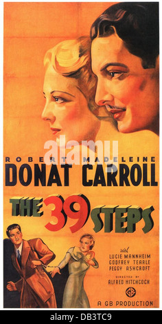 Il 39 Steps Gaumont-British Picture Corp., 1935. Diretto da Alfred Hitchcock. Poster del filmato Foto Stock