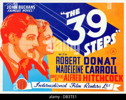 Il 39 Steps Gaumont-British Picture Corp., 1935. Diretto da Alfred Hitchcock. Poster del filmato Foto Stock