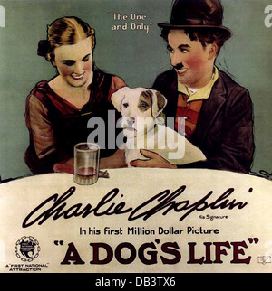 Charlie Chaplin - CHARLOT UN CANE LA VITA prima foto nazionali, 1918. Diretto da Charlie Chaplin. Filmato PÖSTER Foto Stock