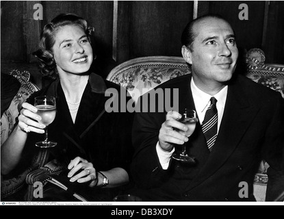 Rossellini, Roberto, 8.5.1906 - 3.6.1977, direttore italiano, a mezza lunghezza, con Ingrid Bergman, Foto Stock