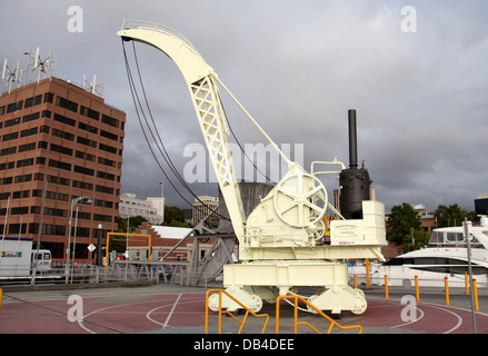 Patrimonio di Hobart gru a vapore a Constitution Dock Foto Stock