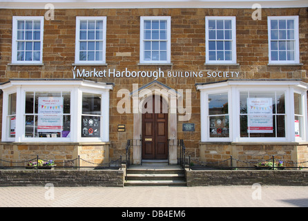Capo ufficio Market Harborough Building Society, Market Harborough, Leicestershire, England, Regno Unito Foto Stock