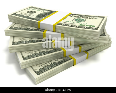 Pile di centinaia di fatture del dollaro Foto Stock