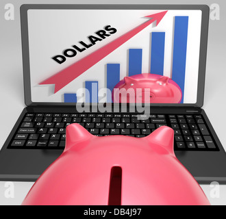 Di dollari aumentando il grafico mostra le entrate e il reddito Foto Stock