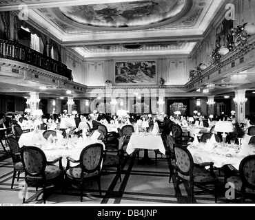 Trasporto / trasporto, navigazione, interno della nave, sala da pranzo del 'Washington', anni '30, diritti aggiuntivi-clearences-non disponibile Foto Stock