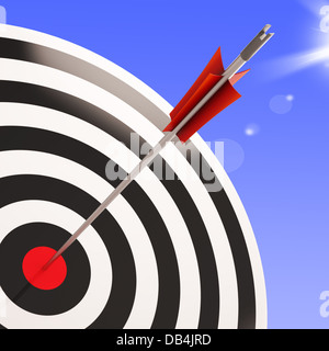 Bulls Eye Target mostra prestazioni Obiettivo raggiunto Foto Stock