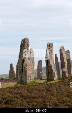 Anello di Brodgar cerchio di pietra sulla terraferma, Orkney. Foto Stock