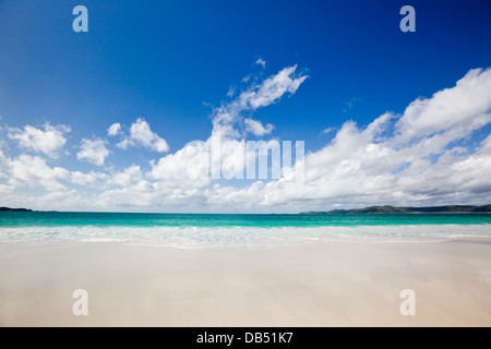 Sabbie Bianche e le acque cristalline di Whitehaven Beach. Whitsunday Islands National Park, Whitsundays, Queensland, Australia Foto Stock