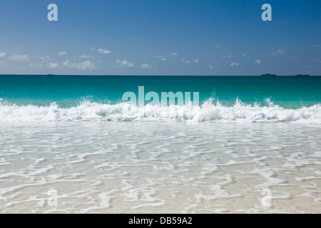 Sabbie Bianche e le acque cristalline di Whitehaven Beach. Whitsunday Islands National Park, Whitsundays, Queensland, Australia Foto Stock