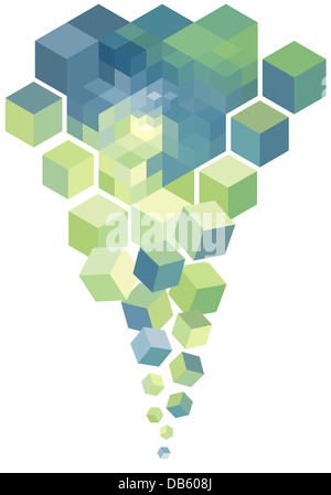 Abstract 3d a cubetti, il blu e il verde dello sfondo vettoriale Foto Stock