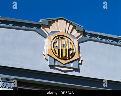 Dh Napier, Nuova Zelanda Art Deco ABH iniziali emblema edificio stile di arredamento Foto Stock