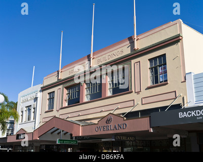 Dh Emerson Street Napier, Nuova Zelanda Art Deco Briascos edificio in stile classico strippato con motivi maori Foto Stock