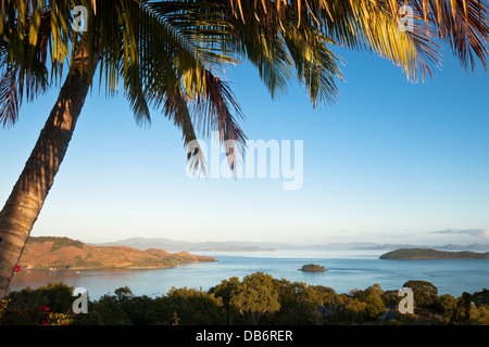 Panorama su isole Whitsunday da One Tree Hill Lookout. Hamilton Island, Whitsundays, Queensland, Australia Foto Stock