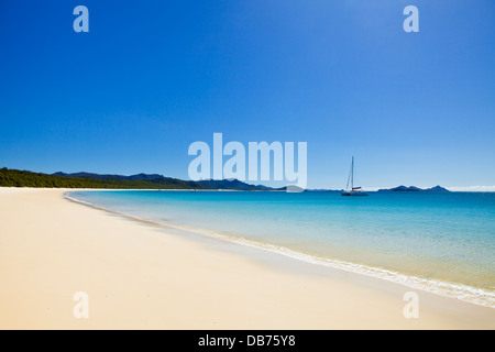 Vista lungo Whitehaven Beach in Whitsunday Islands National Park. Whitsunday Island, Whitsundays, Queensland, Australia Foto Stock