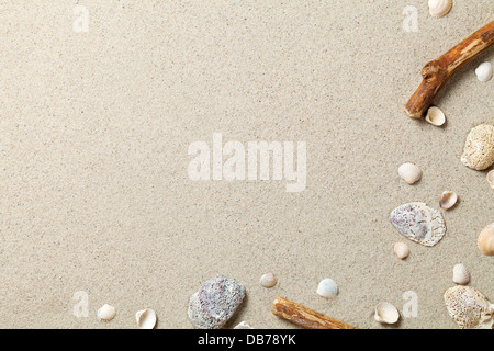 Sfondo sabbia. Spiaggia di sabbia la texture. Concetto di estate. Vista superiore Foto Stock