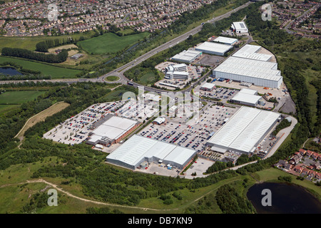 Vista aerea di Cortonwood Retail e Business Park vicino a Rotherham in South Yorkshire Foto Stock