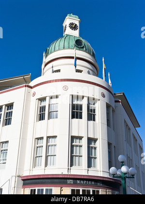 Dh Napier, Nuova Zelanda Dome edificio TG e la torre dell orologio art deco Foto Stock