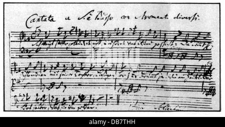 Bach, Johann Sebastian, 21.3. 1685-28.7.1750, compositore tedesco, opere, cantata "Schweigt stille, plaust nicht" ("Be Still, stop chattering"), BWV 211, 1734, inizio, Foto Stock