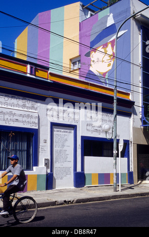 Carlos Gardel murale, progetto: il Tango, artista Marino Santamaria. Una volta trimestre. Buenos Aires. Foto Stock