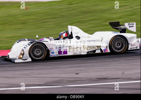 BOWMANVILLE, può., 21 lug 2013 - Il BAR1 Motorsports Percy Jackson sponsorizzato Oreca FLM09 n. 93 guidato dal team di Tomy Drissi e Rusty Mitchell durante l'American Le Mans Racing event presso la Mobil 1 SportsCar Grand Prix al Canadian Tire Motorsport Park (precedentemente noto come Mosport Raceway) Foto Stock