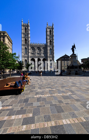 Place d'Armes square, dalla Basilica di Notre Dame, Montreal, Quebec, Canada. Foto Stock