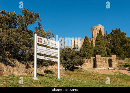 Fort Saint Elme, Collioure, Pyrénées-Orientales, Languedoc-Roussillon, Francia Foto Stock