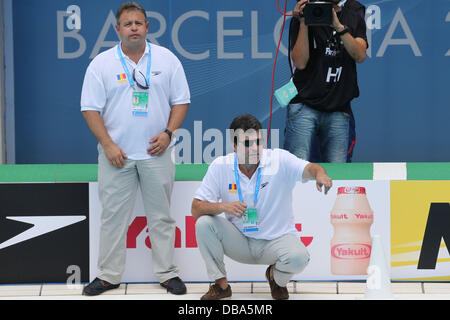 Barcellona, Spagna. 26 Luglio, 2013. Xv Campionati del Mondo di nuoto FINA. Pallanuoto. Immagine mostra Vlad Hagiu durante il time out durante il gioco tra la Repubblica federale di Germania contro la Romania a Piscina Bernat Picornell Credito: Azione Sport Plus/Alamy Live News Foto Stock