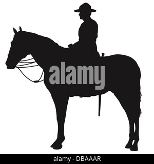 La silhouette di un canadese montato funzionario di polizia Foto Stock