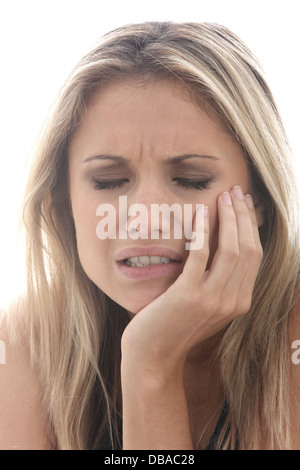 Modello rilasciato. giovane donna con il mal di denti Foto Stock