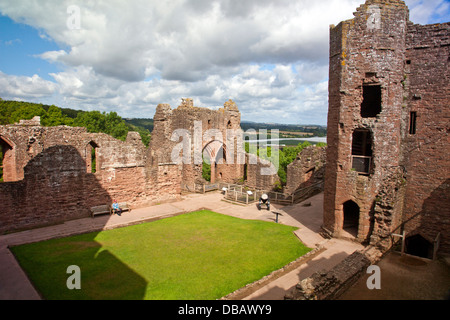 Goodrich rovine del castello, Herefordshire, England, Regno Unito Foto Stock