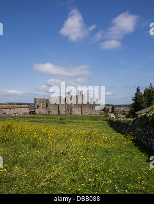 Middleham Castle, North Yorkshire. Immagine presa da fuori i confini del sito. Foto Stock