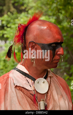 Canada, Ontario, Stoney Creek, Battlefield House, Battaglia di Stoney Creek Guerra del 1812 re-enactment, ritratto di maschio sei Nazioni nativi Foto Stock