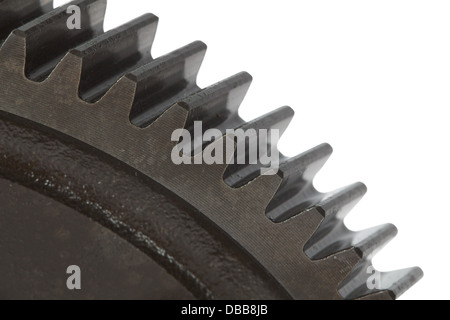 Denti di ingranaggio ruota dentata, isolato su sfondo bianco Foto Stock