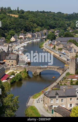 Francia Bretagna, Dinan Porto & il fiume Rance Foto Stock