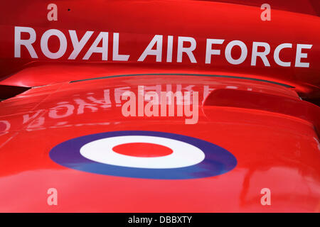 Il lato di un jet Hawk, utilizzato dalle frecce rosse, al 2013 Sunderland Airshow internazionale. L'Airshow, tenutasi dal 26 al 28 luglio, è la XXV edizione della manifestazione annuale. Credito: Stuart Forster/Alamy Live News Foto Stock