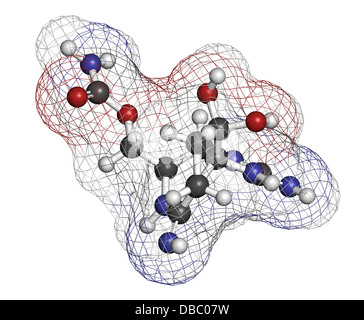 Saxitoxin (STX) paralitico crostacei tossina (PST), struttura chimica. Gli atomi sono rappresentati come sfere con colore convenzionale Foto Stock