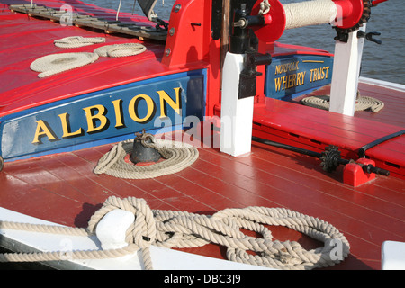 L'Albion tradizionale Broads wherry barca di proprietà di Norfolk Wherry fiducia Foto Stock