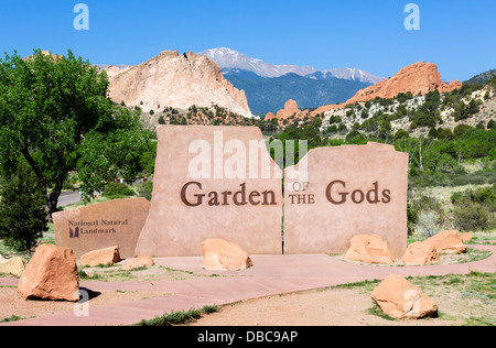 Ingresso al Giardino degli dèi parco pubblico, Colorado Springs, Colorado, STATI UNITI D'AMERICA Foto Stock