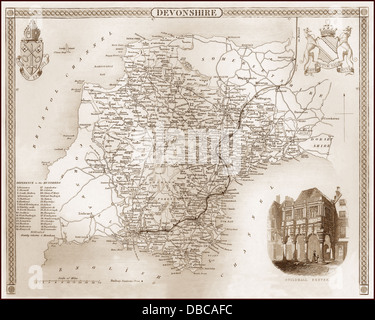 1840s Mappa Vittoriano di Devon Foto Stock