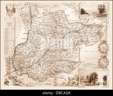 1840s Victorian mappa di Essex Foto Stock