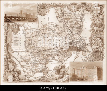 1840s Mappa Vittoriano di Middlesex Foto Stock