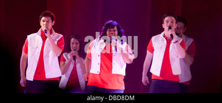 Harry Shum, Jr., Lea Michele, Amber Riley e Chris Colfer "Glee Live! In concerto!" al Mandalay Bay Resort di Las Vegas, Nevada - 21.05.11 Foto Stock