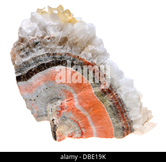 Nastrare Barian Celestino (solfato di stronzio), sfalerite e cristalli di calcite Foto Stock