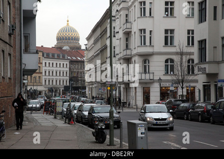 Vista sulla nuova sinagoga Berlino - Centrum Judaicum, Berlino Foto Stock