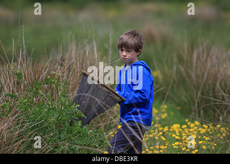 Luca con butterfly net Foto Stock